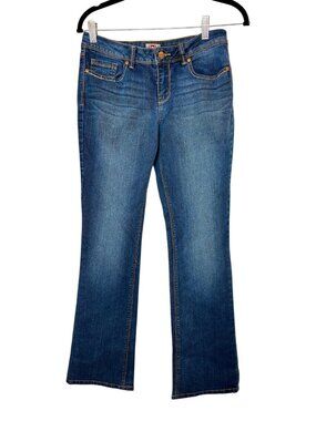 L.E.I. Ashley Low Rise Slim Boot Cut Embroidered Pockets Denim Jeans Juniors 9